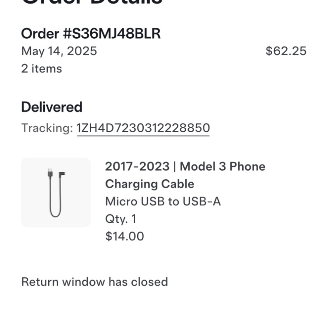 Tesla Black USB-A to USB Charging Cable